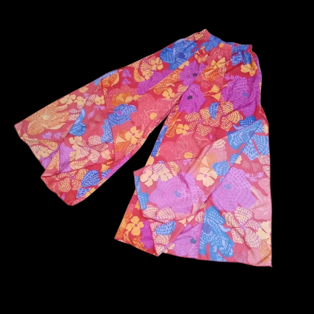 Live 4 Truth Floral Palazzo Wide Leg Slit Leg Multicolor Pants Women Size Small - Picture 4 of 16